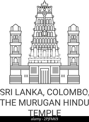 Sri Lanka, Colombo, der Murugan Hindu-Tempel Reise-Vektorgrafik Stock Vektor