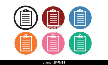 Symbolgruppe Checkliste. Vektorisolierter editierbarer Schwarzweiß-Zeichnungssatz Stock Vektor