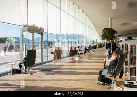 Helsinki Central Library Oodi Interior in Helsinki, Finnland Stockfoto