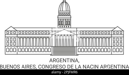 Argentinien, Buenos Aires, Congreso De La Nacin Argentinien reisen als Vektordarstellung Stock Vektor