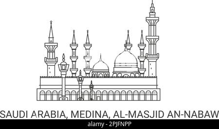 Saudi-Arabien, Medina, Almasjid Annabaw, Reise-Wahrzeichen-Vektor-Illustration Stock Vektor