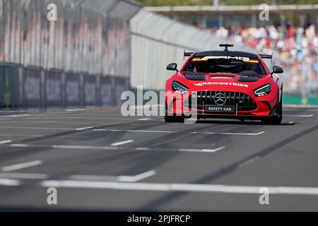 Melbourne, Australien. 02. April 2023. 04/02/2023, Albert Park, Melbourne, FORMEL 1 ROLEX AUSTRALIAN GRAND PRIX 2023 Fahrerparade: Sicherheitswagen Guthaben: dpa/Alamy Live News Stockfoto