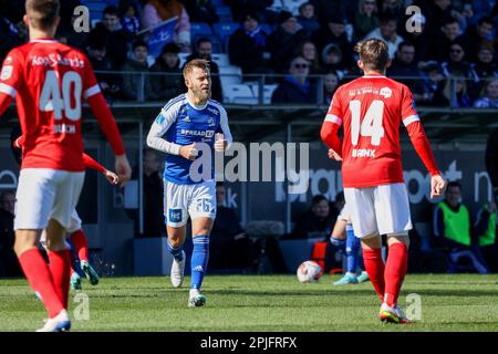 Lyngby, Dänemark. 02. April 2023. Frederik Gytkjaer (26) aus Lyngby, gesehen während des Superliga-Spiels zwischen Lyngby Boldklub und Silkeborg im Lyngby-Stadion in Lyngby 3F. (Foto: Gonzales Photo/Alamy Live News Stockfoto