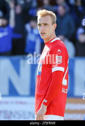 Lyngby, Dänemark. 02. April 2023. Tobias Salquist (20) aus Silkeborg, GESEHEN während des 3F. Superliga-Spiels zwischen Lyngby Boldklub und Silkeborg, FALLS im Lyngby-Stadion in Lyngby. (Foto: Gonzales Photo/Alamy Live News Stockfoto