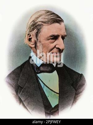 Porträt von Ralph Waldo Emerson (1803-1882), amerikanischer Philosoph, Dichter, Schriftsteller, Essayist Stockfoto