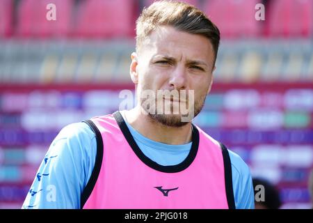 Monza, Italien. 02. April 2023. U-Power Stadium, Monza, Italien, 02. April 2023, Ciro Immobile (SS Lazio) während AC Monza gegen SS Lazio - italienische Fußballserie A Spiel Credit: Live Media Publishing Group/Alamy Live News Stockfoto