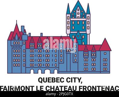 Vektorgrafik für Reisen nach Kanada, Quebec City, Fairmont Le Chateau Frontenac Stock Vektor