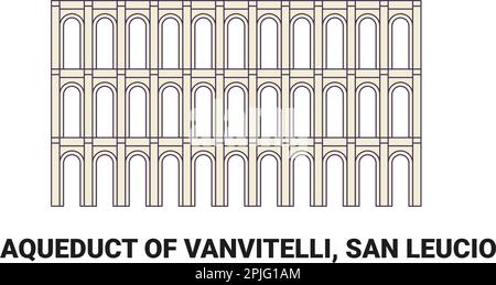 Italien, Aquädukt von Vanvitelli, San Leucio Reise-Wahrzeichen-Vektordarstellung Stock Vektor