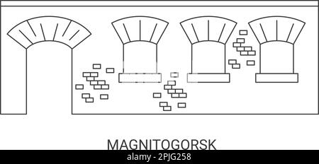 Russland, Magnitogorsk Reise-Wahrzeichen-Vektordarstellung Stock Vektor