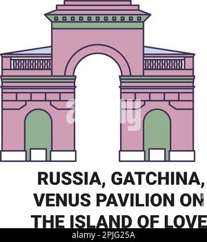 Russland, Gatchina, Venus Pavillon auf der Insel der Liebe Reise Wahrzeichen-Vektordarstellung Stock Vektor