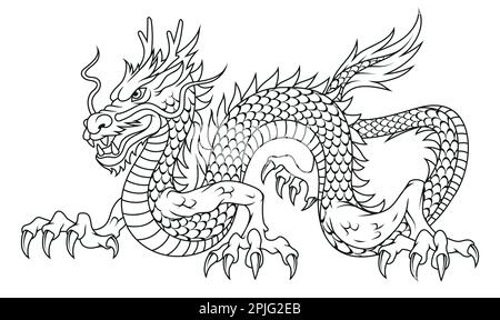 Chinesischer Drache. Vektorzeichnung eines traditionellen chinesischen mythischen Tieres Stock Vektor