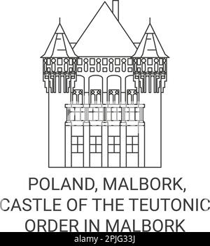 Polen, Malbork, Schloss des teutonischen Ordens in Malbork reisen als Vektordarstellung Stock Vektor