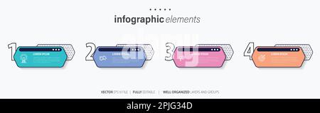 Vorlage für Vektor-Infografik-Design mit 4 Optionen oder Schritten Stock Vektor
