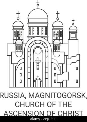 Russland, Magnitogorsk, Kirche des Aufstiegs Christi Magnitogorsk reisen als Vektorbild Stock Vektor