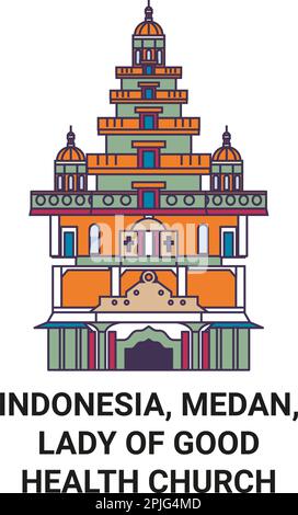 Indonesien, Medan, Lady of Good Health Kirche Reise Landmark Vector Illustration Stock Vektor