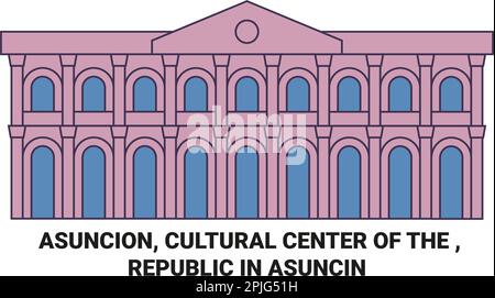 Paraguay, Asuncion, Kulturzentrum der Republik in Asuncin, Reise-Wahrzeichen-Vektordarstellung Stock Vektor