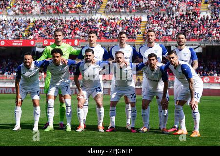 Monza, Italie. 02. April 2023. SS Lazio stellt sich während der italienischen Meisterschaft auf Ein Fußballspiel zwischen AC Monza und SS Lazio am 2. April 2023 im U-Power Stadium in Monza, Italien - Photo Morgese-Rossini/DPPI Credit: DPPI Media/Alamy Live News Stockfoto