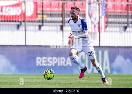 Monza, Italie. 02. April 2023. Manuel Lazzari (SS Lazio) während der italienischen Meisterschaft Ein Fußballspiel zwischen AC Monza und SS Lazio am 2. April 2023 im U-Power Stadium in Monza, Italien - Photo Morgese-Rossini/DPPI Credit: DPPI Media/Alamy Live News Stockfoto