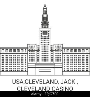 USA, Cleveland, Jack, Cleveland Casino Reise-Wahrzeichen-Vektordarstellung Stock Vektor