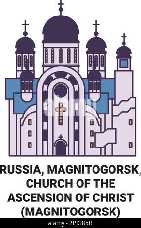 Russland, Magnitogorsk, Kirche des Aufstiegs Christi Magnitogorsk reisen als Vektorbild Stock Vektor