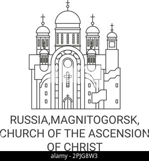 Russland, Magnitogorsk, Kirche der Himmelfahrt Christi Reise-Vektordarstellung Stock Vektor