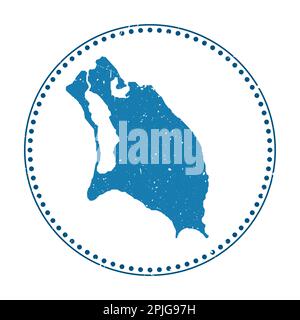 Barbuda-Aufkleber. Reisegummistempel mit Karte der Insel, Vektor-Illustration. Kann als Abzeichen, Logo, Etikett, Aufkleber oder Abzeichen von Barbuda verwendet werden. Stock Vektor