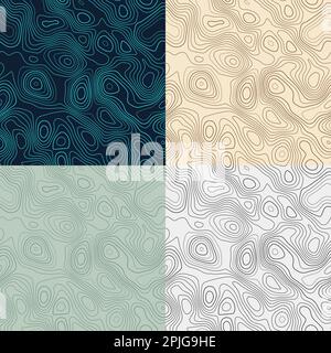 Topographiemuster. Nahtlose Höhenangaben. Künstlerischer Isolinhintergrund. Elegante Fliesenmuster. Vektorabbildung. Stock Vektor