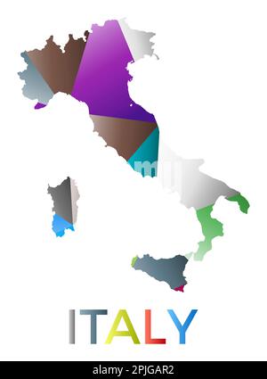 Helle italienische Form. Mehrfarbiges Country-Logo im geometrischen Stil. Modernes, trendiges Design. Stilvolle Vektorillustration. Stock Vektor
