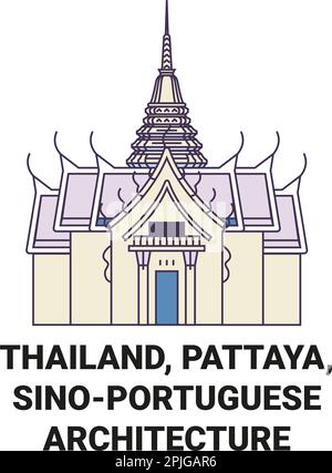 Thailand, Pattaya, Sinoportuguese Architektur Reise Wahrzeichen Vektordarstellung Stock Vektor