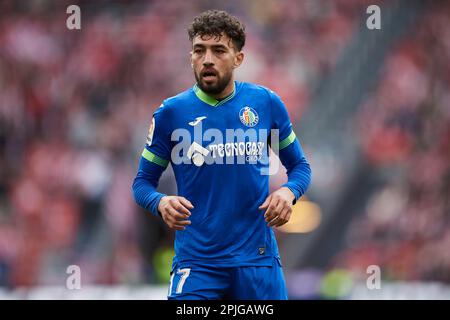 Munir El Haddadi von Getafe CF während des Spiels La Liga Santander zwischen Athletic Club und Getafe CF im San Mames Stadium am 1. April 2023 in Bilbao, Stockfoto