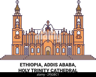 Äthiopien, Addis Abeba, die Kathedrale der Heiligen Dreifaltigkeit reisen als Vektorbild Stock Vektor