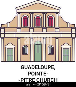 Guadeloupe, Pointepitre Kirche reisen als Vektorbild für Wahrzeichen Stock Vektor