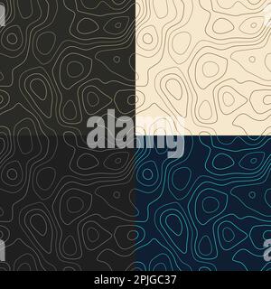Topographiemuster. Nahtlose Höhenangaben. Attraktiver Isolinhintergrund. Ansprechende, kachelbare Muster. Vektorabbildung. Stock Vektor