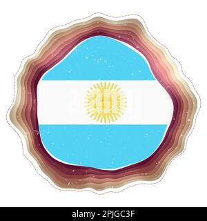 Argentinische Flagge im Rahmen. Abzeichen des Landes. Mehrschichtiges kreisförmiges Schild um die argentinische Flagge. Attraktive Vektorillustration. Stock Vektor
