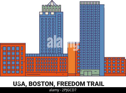 USA, Boston, Freedom Trail, Vektordarstellung für Reiseziele Stock Vektor