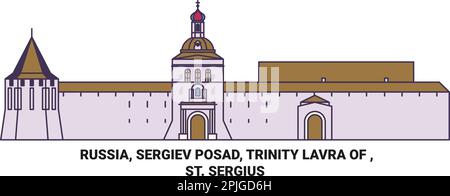 Russland, Sergejew Posad, Trinity Lavra Von St. Vektordarstellung der Sergius-Reise-Landmarke Stock Vektor