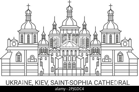 Ukraine, Kiew, Saintsophienkathedrale Reise Wahrzeichen-Vektordarstellung Stock Vektor