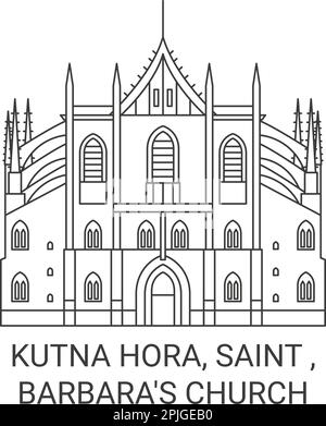 Tschechische Republik, Kutna Hora, Heilige, Barbara's Kirche Reise Wahrzeichen Vektordarstellung Stock Vektor