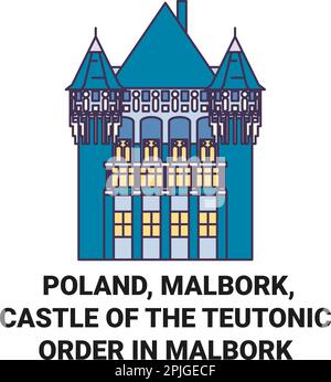 Polen, Malbork, Schloss des teutonischen Ordens in Malbork reisen als Vektordarstellung Stock Vektor