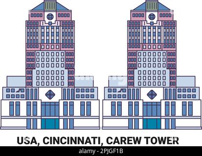 USA, Cincinnati, Carew Tower, Wegweiser-Vektordarstellung Stock Vektor