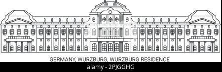 Deutschland, Würzburg, Würzburg Residenz Reise Landmarke Vektordarstellung Stock Vektor