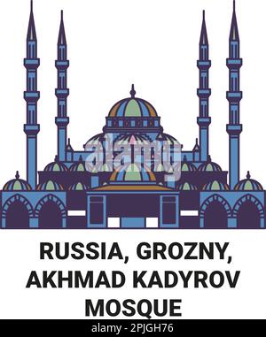 Russland, Grosny, Akhmad-Kadyrov-Moschee reisen Wahrzeichen-Vektordarstellung Stock Vektor