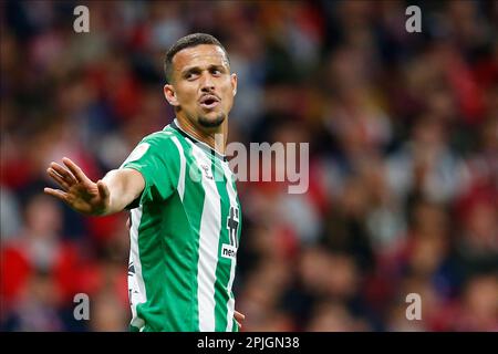 Luiz Felipe vom FC Betis während des Spiels LaLiga zwischen Atletico de Madrid und Real Betis. Gespielt im Civitas Stadium am 02. April 2023 in Madrid, Spanien. (Foto: Cesar Cebolla/PRESSIN) Stockfoto