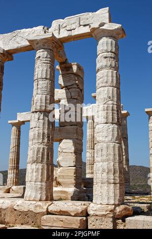 Die Ruinen des Tempels von Poseidon, Sounio, Griechenland Stockfoto