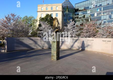 Japanisches amerikanisches Denkmal für Patriotismus während des Zweiten Weltkriegs, Washington, DC. Die Gedenkstätte reflektiert das Erbe der Konzentrationslager (siehe Info Stockfoto