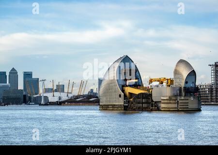 Blick von der Thames Barrier Stockfoto