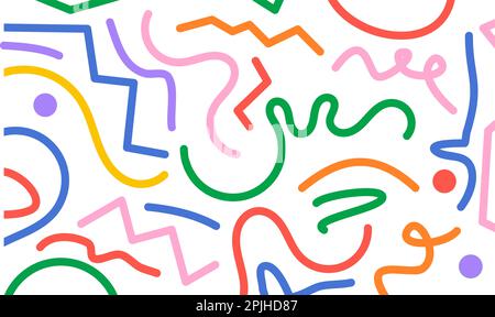 Einfache kindische Kulisse. Farbenfroher Hintergrund für Doodle-Kunst. Kritzelkunst. Abstrakte Kritzelkunst. Stock Vektor