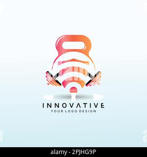 Logo der führenden Cyber-Sicherheitsunternehmen mit Fitnesssymbol Stock Vektor