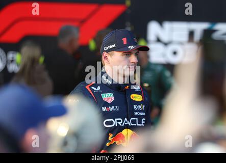 Melbourne, Australien. 03. April 2023. MELBOURNE, Australien, 2. APRIL 2023; PODIUM, Rennsieger Nr. 1, Max VERSTAPPEN, NDL, Oracle Red Bull Racing während des AUSTRALISCHEN Formel 1 Grand Prix am 2. April 2023, Albert Park - Melbourne, FIA Formula1 World Championship, Raceday, Formel 1 Rennen in Australien, Motorsport, F1 GP, Honorarpflichtiges Foto, gebührenpflichtiges Bild, Copyright © Clay CROSS/ATP images (CROSS Clay/ATP/SPP) Kredit: SPP Sport Press Photo. Alamy Live News Stockfoto
