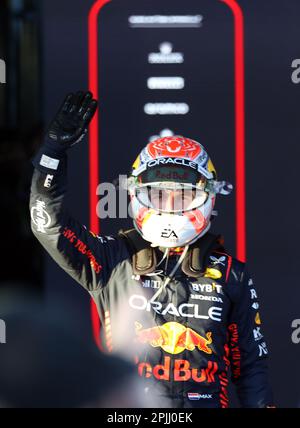 Melbourne, Australien. 03. April 2023. MELBOURNE, Australien, 2. APRIL 2023; PODIUM, Rennsieger Nr. 1, Max VERSTAPPEN, NDL, Oracle Red Bull Racing während des AUSTRALISCHEN Formel 1 Grand Prix am 2. April 2023, Albert Park - Melbourne, FIA Formula1 World Championship, Raceday, Formel 1 Rennen in Australien, Motorsport, F1 GP, Honorarpflichtiges Foto, gebührenpflichtiges Bild, Copyright © Clay CROSS/ATP images (CROSS Clay/ATP/SPP) Kredit: SPP Sport Press Photo. Alamy Live News Stockfoto